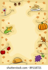 Background Illustration Featuring Thanksgiving Related Items