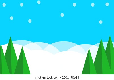 Background illustration, festive, christmas, blue background, snowing, vector illustration, pine, copy space