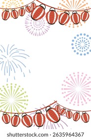 Background Illustration with Fireworks Lanterns