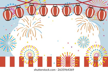 Background Illustration with Fireworks Lanterns