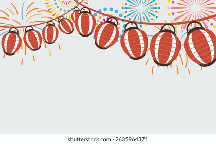 Background Illustration with Fireworks Lanterns