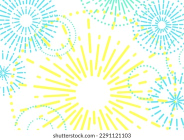 Background illustration of fireworks in refreshing colors (Banner design for summer)