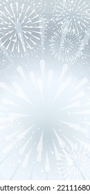 Hintergrund-Illustration von Feuerwerkskörpern in Silber, Bannergrafik für Weihnachten und Neujahr