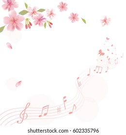 Background illustration of flowers and music notes