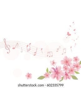 Background illustration of flowers and music notes