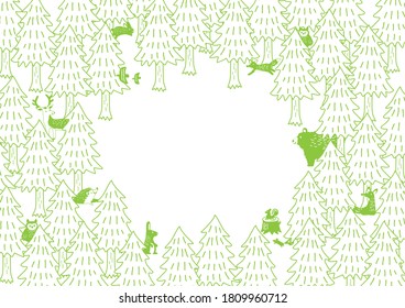 Background illustration of forest animals