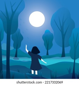 background illustration of forest in blue tones