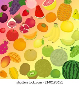 Background illustration of fruits arranged in similar colors