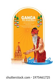 Background Illustration for Ganga Dussehra occasion, a Hindu festival 