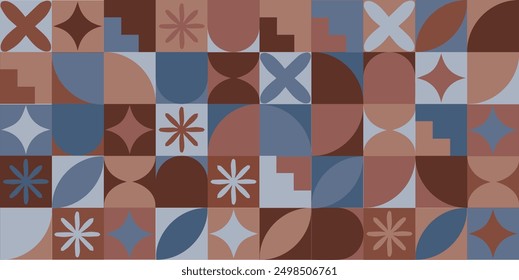 Background illustration of Geometric shapes in brown and dark blue tone