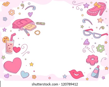 Background Illustration of Girl Fashion Items