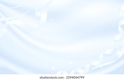 Background Illustration of Glossy Blue Drapes and White Ribbons