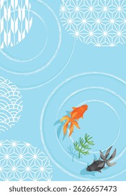 Background illustration of goldfish and ripples seen from above