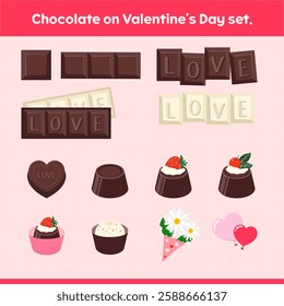 Background illustration. Good chocolate, dessert illustration set for couples, relationships, lovers, love, affection, Valentine's Day, White Day, and couple's anniversary. Vector illustration design.