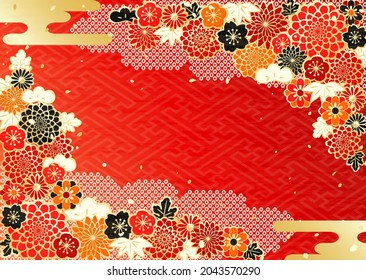 Background illustration of gorgeous flower pattern like Japanese kimono