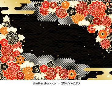 Hintergrundgrafik wunderschöner Blumenmuster wie japanischer Kimono