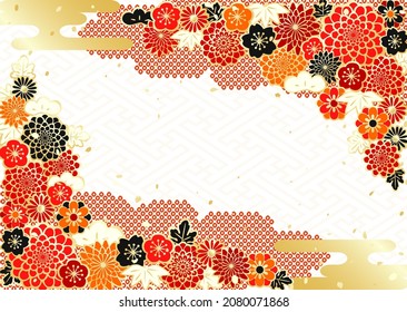 Background illustration of gorgeous flower pattern like Japanese kimono