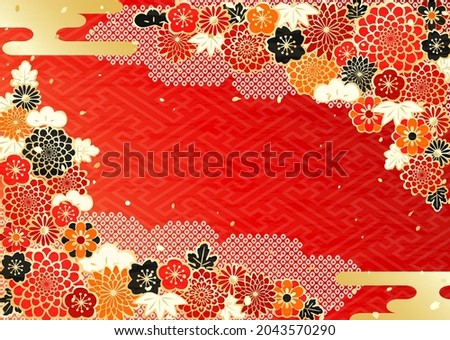 Background illustration of gorgeous flower pattern like Japanese kimono