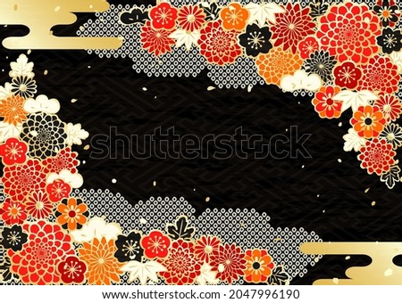 Background illustration of gorgeous flower pattern like Japanese kimono