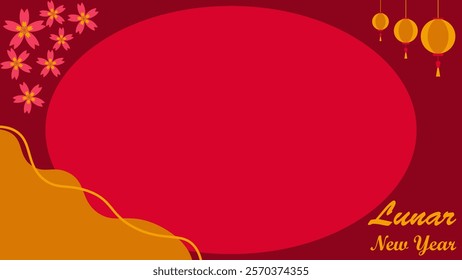 Background Illustration Graphic of Lunar New Year or Chinese New Year celebration, Copy Space Area. Suitable to be placed on content with that theme.