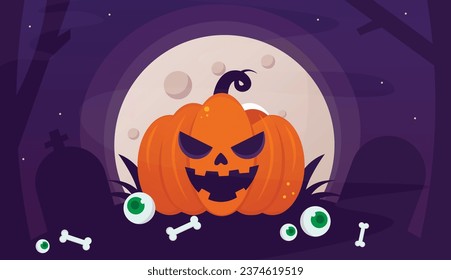 background illustration halloween creepy pumpkin