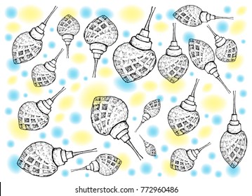 Background Illustration Hand Drawn Sketch of Various Style of Lovely Christmas Lights, One of The Most Often Seen Symbols of Christmas. 