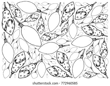 Background Illustration Hand Drawn Sketch of Various Style of Lovely Christmas Lights, One of The Most Often Seen Symbols of Christmas. 