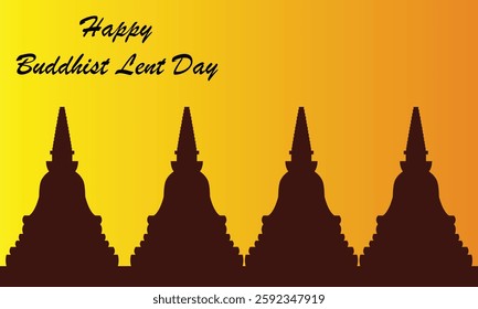 Background illustration of happy Buddhist fasting day, Buddhist Lent Day, a Buddhist holiday that marks the beginning of a three-month ascetic stay.