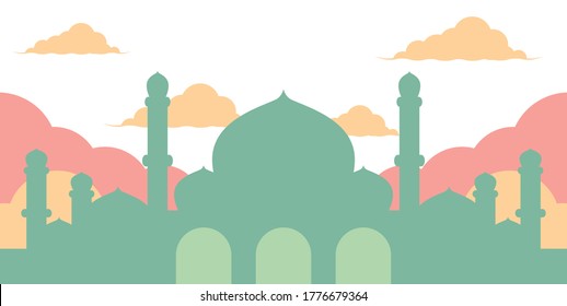 background illustration for happy eid mubarak in pastel colour