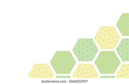 Ilustración de fondo de azulejos hexagonales con patrón japonés amarillo-verde