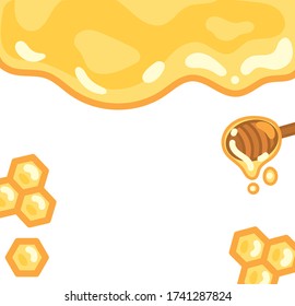 Background illustration with honeycomb and flowing honey.