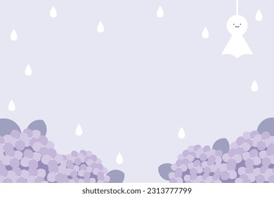 Background illustration of hydrangea in the rainy season