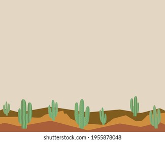 Background illustration with the image of a wilderness with cacti