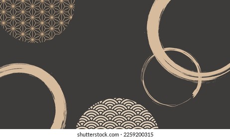 Ilustración de fondo del patrón y círculo japonés escrito con un pincel