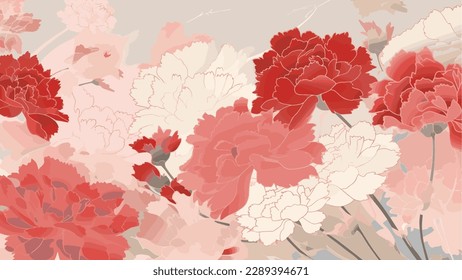 It is a background illustration of a Japanese-style carnation.