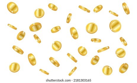 Ilustración de fondo de un gran número de monedas caídas (fondo blanco)