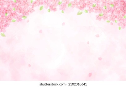 It is a background illustration of leaf cherry blossoms.There are multiple variations.Easy-to-use vector material.