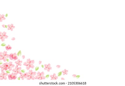 It is a background illustration of leaf cherry blossoms.There are multiple variations.Easy-to-use vector material.