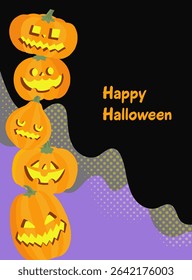 Background Illustration with Lined-Up Halloween Pumpkins

