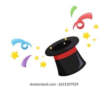 Background illustration of magic trick popping out of a top hat