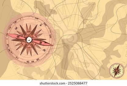 Ilustración de fondo de un mapa con direcciones de brújula