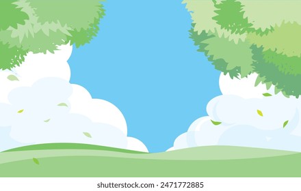 Material de ilustración de fondo de cielo azul con nubes de truenos