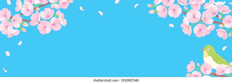 Background illustration material of cherry blossom branches and petals