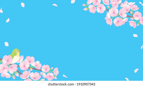 Background illustration material of cherry blossom branches and petals