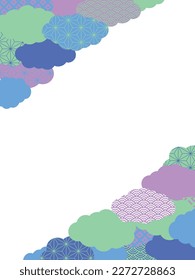Hintergrundgrafik-Material mit einem japanisch gemusterten Cloud-Motiv in einem Retro-Pop-Farbschema mit Farben, die für die Regenzeit typisch sind