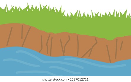 Background illustration material of a river with many plants