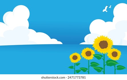 Background illustration material of the sea, thunderclouds, and forest