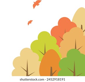 Background illustration material of trees and forest with autumn leaves