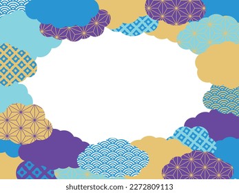Hintergrundillustrationsmaterialien mit einem japanisch gemusterten Cloud-Motiv in der Bildfarbe der Regenzeit