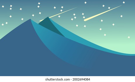 background illustration of mountains at night with starry sky